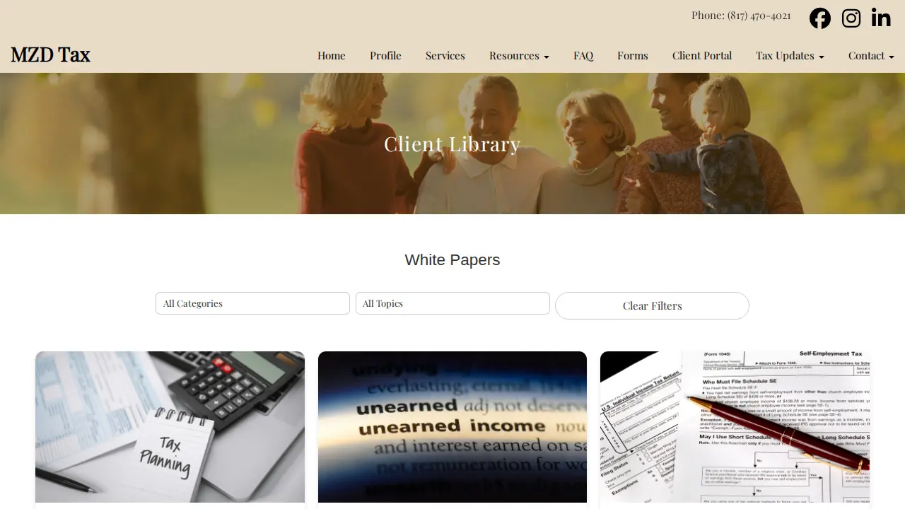 MZD Tax Service page