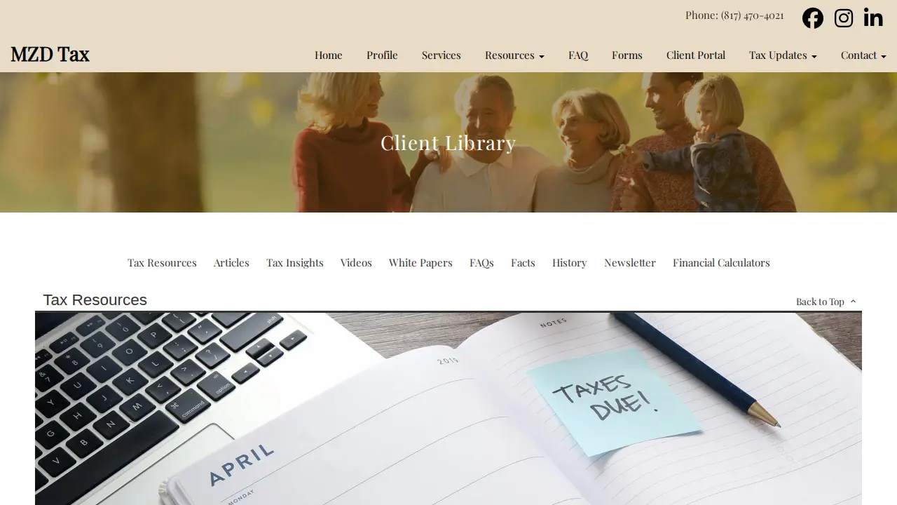 MZD Tax Service page