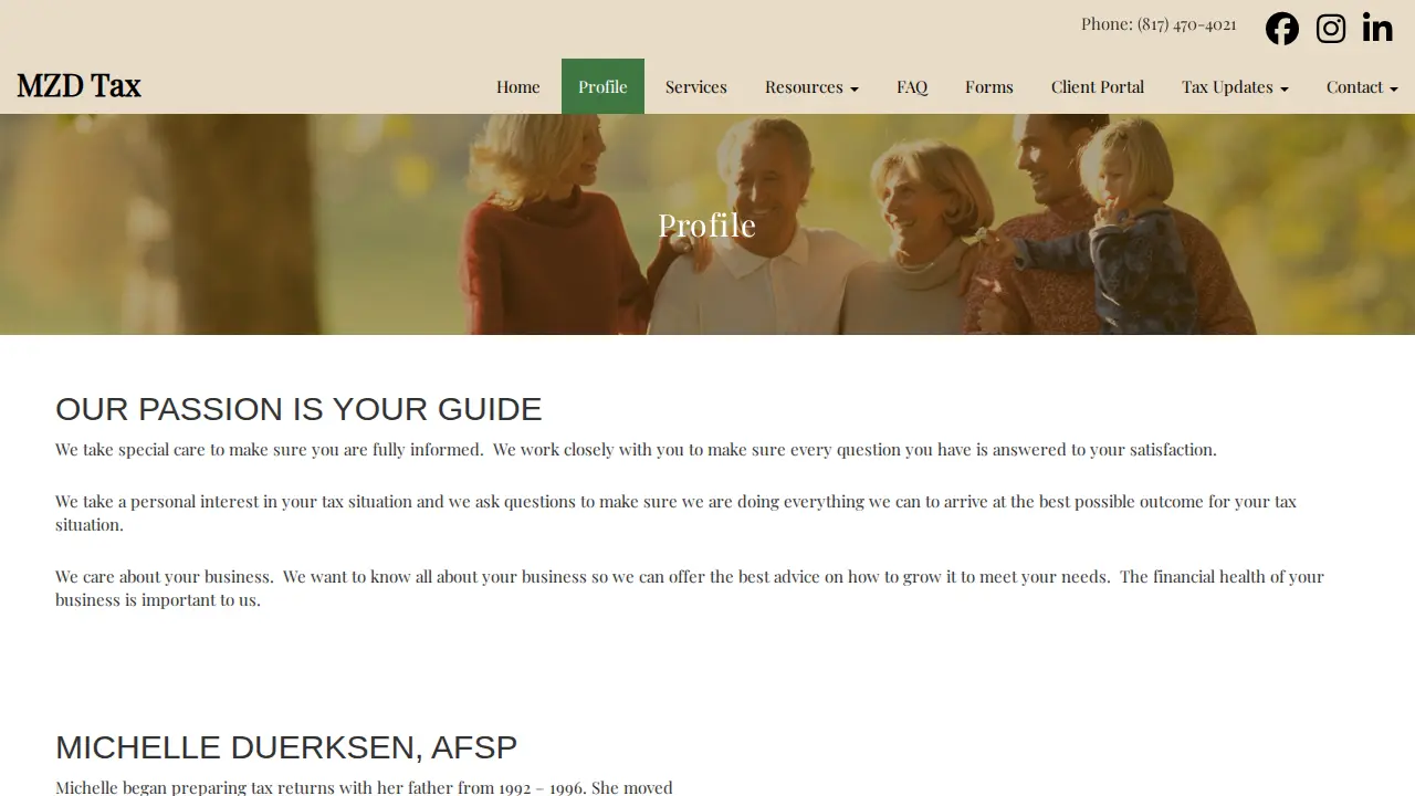 MZD Tax Service page
