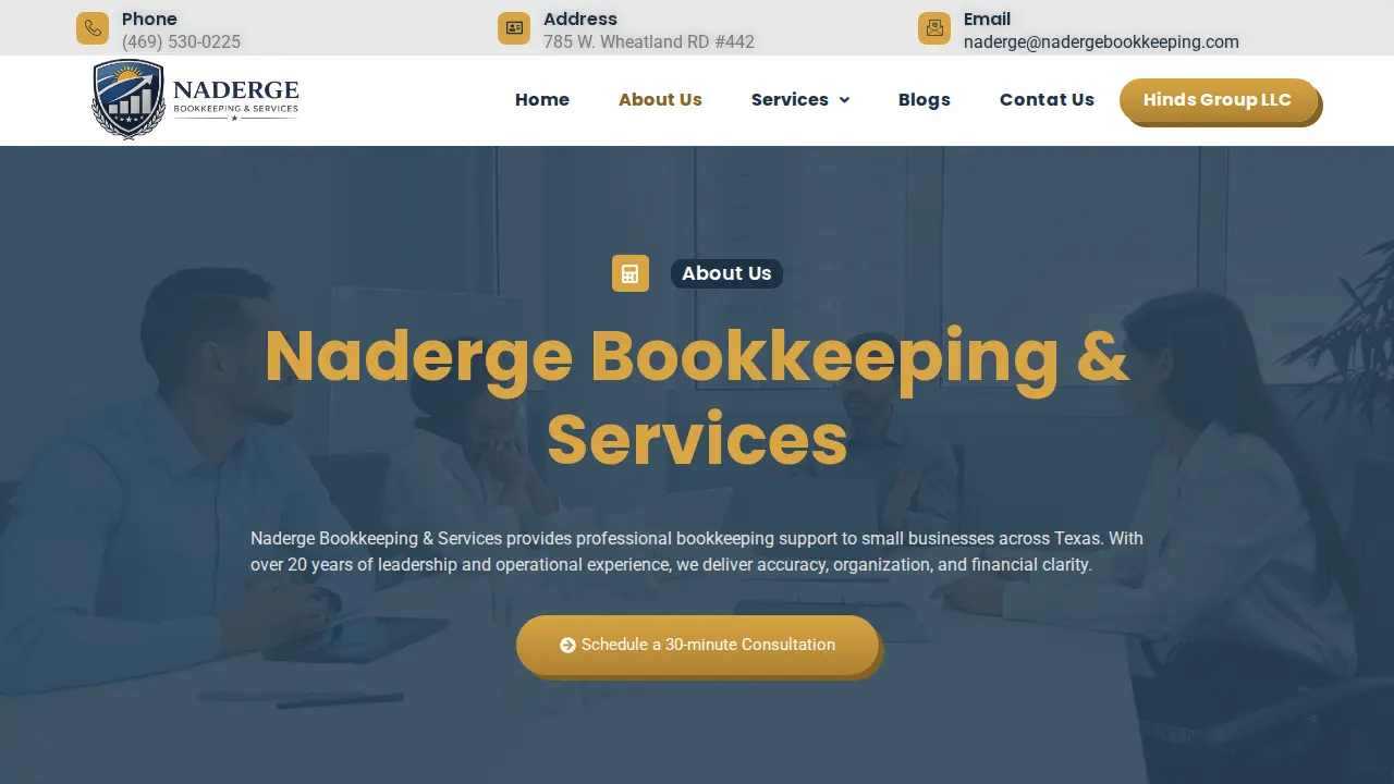 Naderge Bookkeeping & Services page