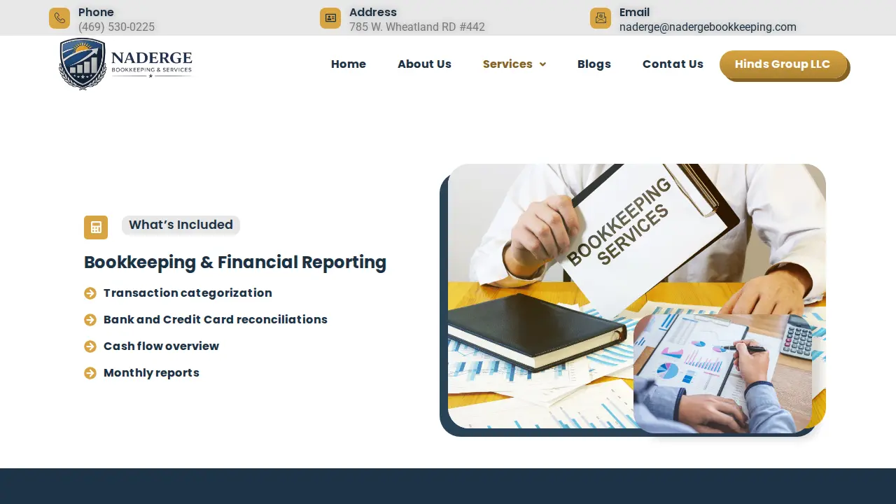 Naderge Bookkeeping & Services page