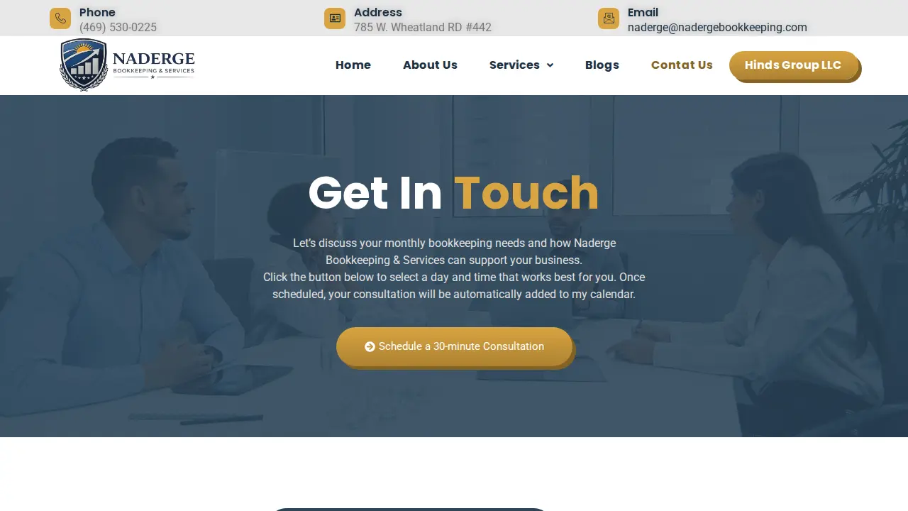 Naderge Bookkeeping & Services page