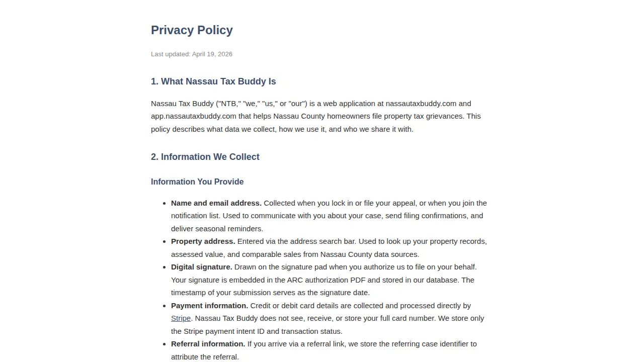 Nassau Tax Buddy page