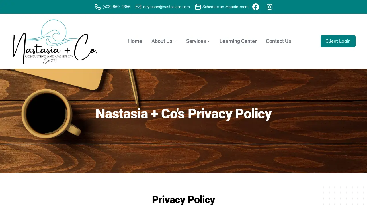 Nastasia + Co page