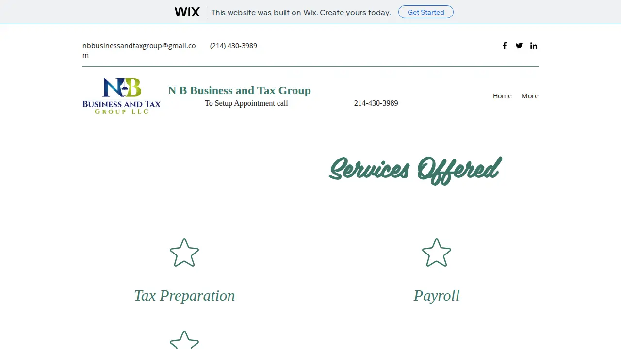 NB BUSINESS GROUP TAX SERVICES page