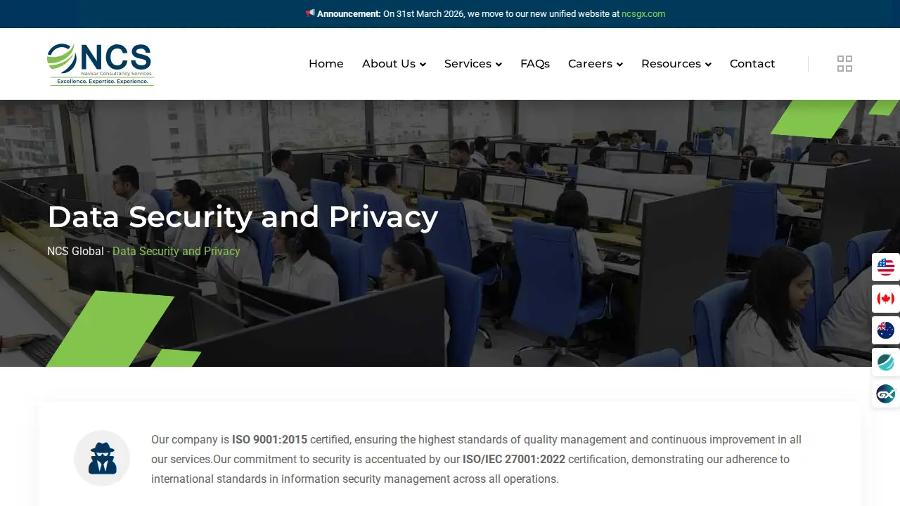 NCS Corp Global page