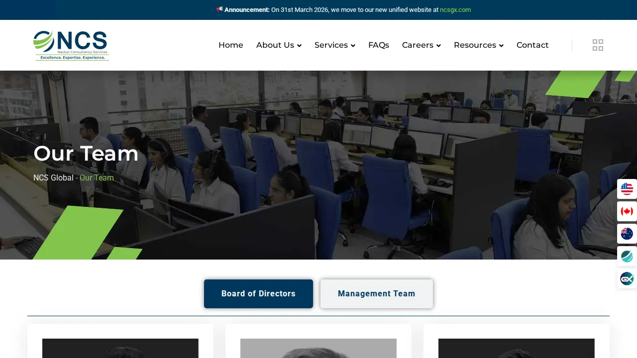 NCS Corp Global page