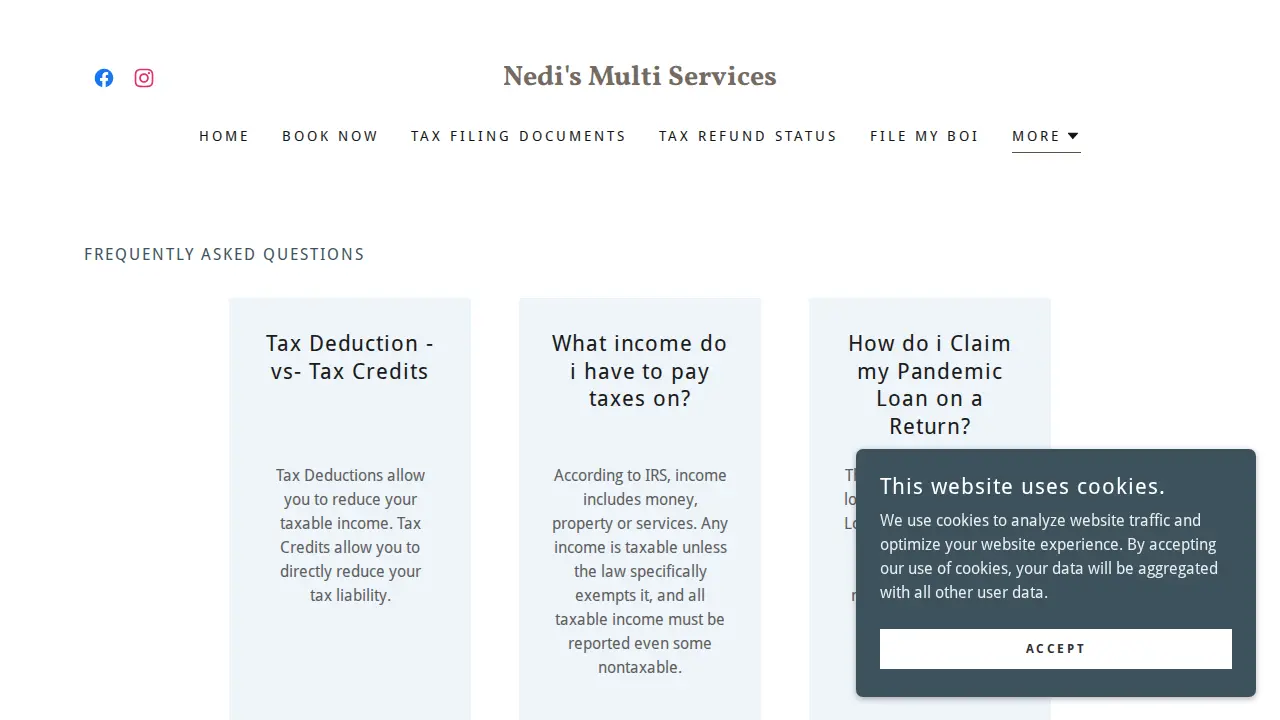 Nedi's Multi Services page
