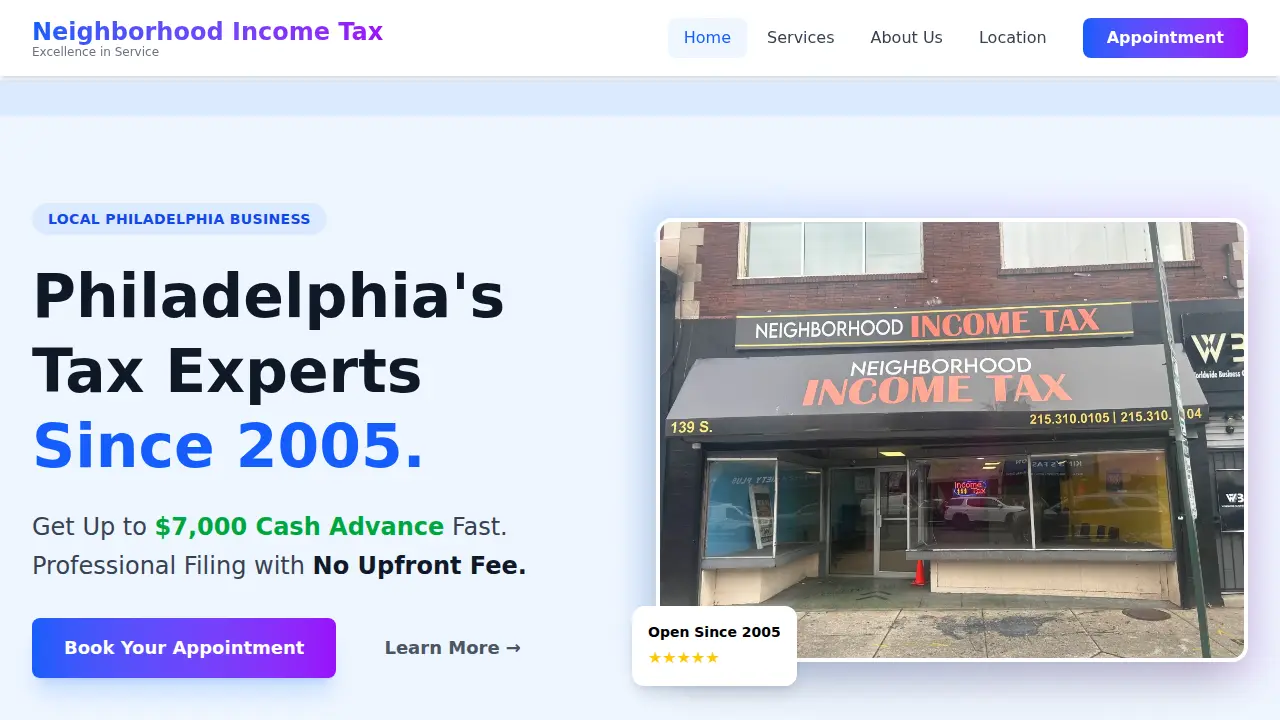 Neighborhood Income Tax Services website