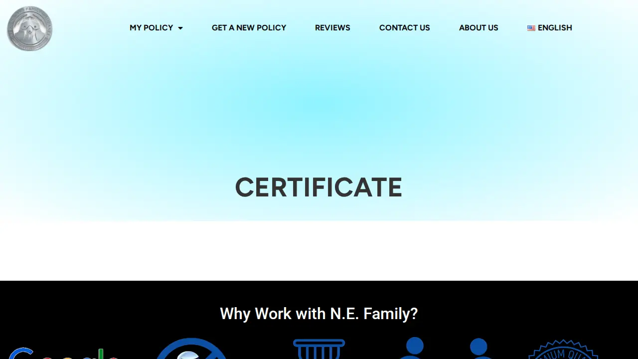 New England Family Insurance page