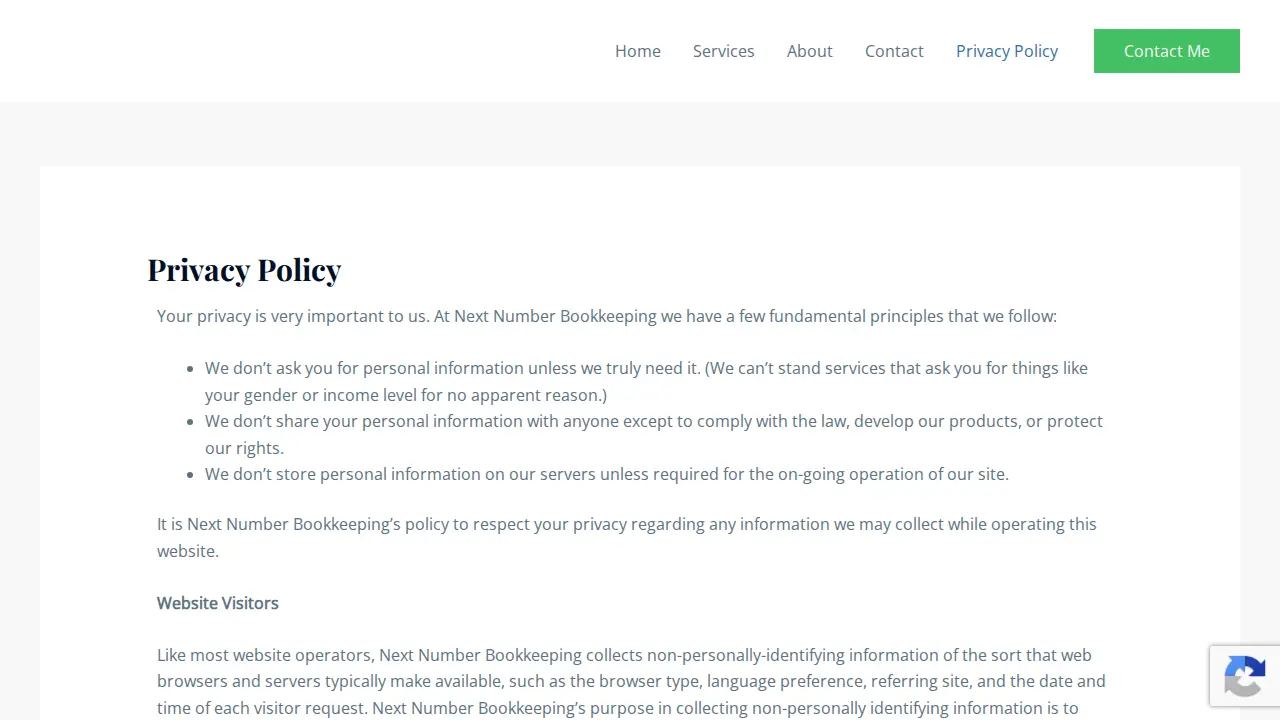 Next Number Bookkeeping page