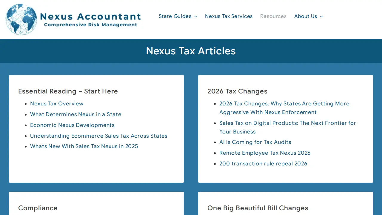 Nexus Accountant page