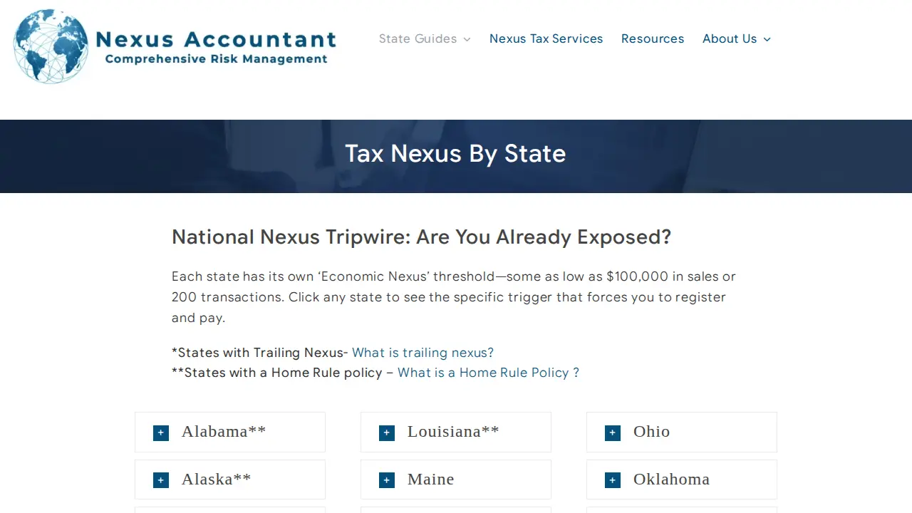 Nexus Accountant page