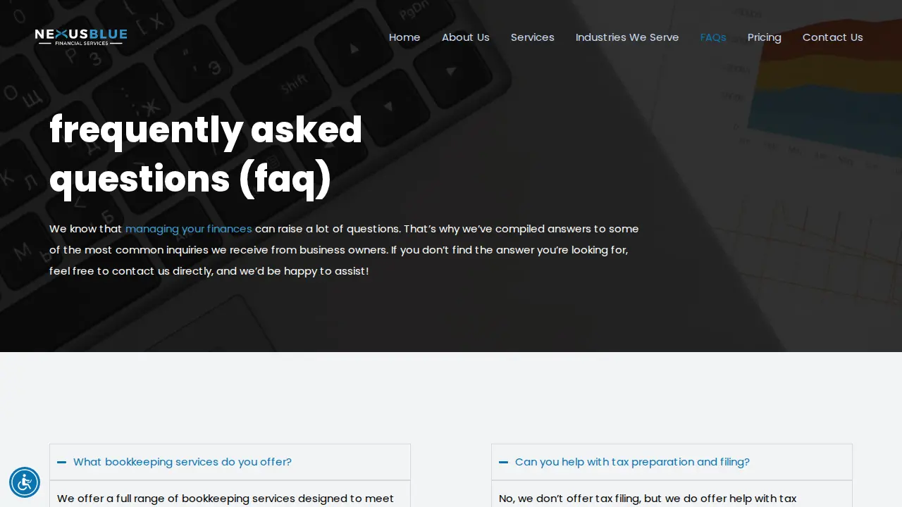NexusBlue Financial Services page