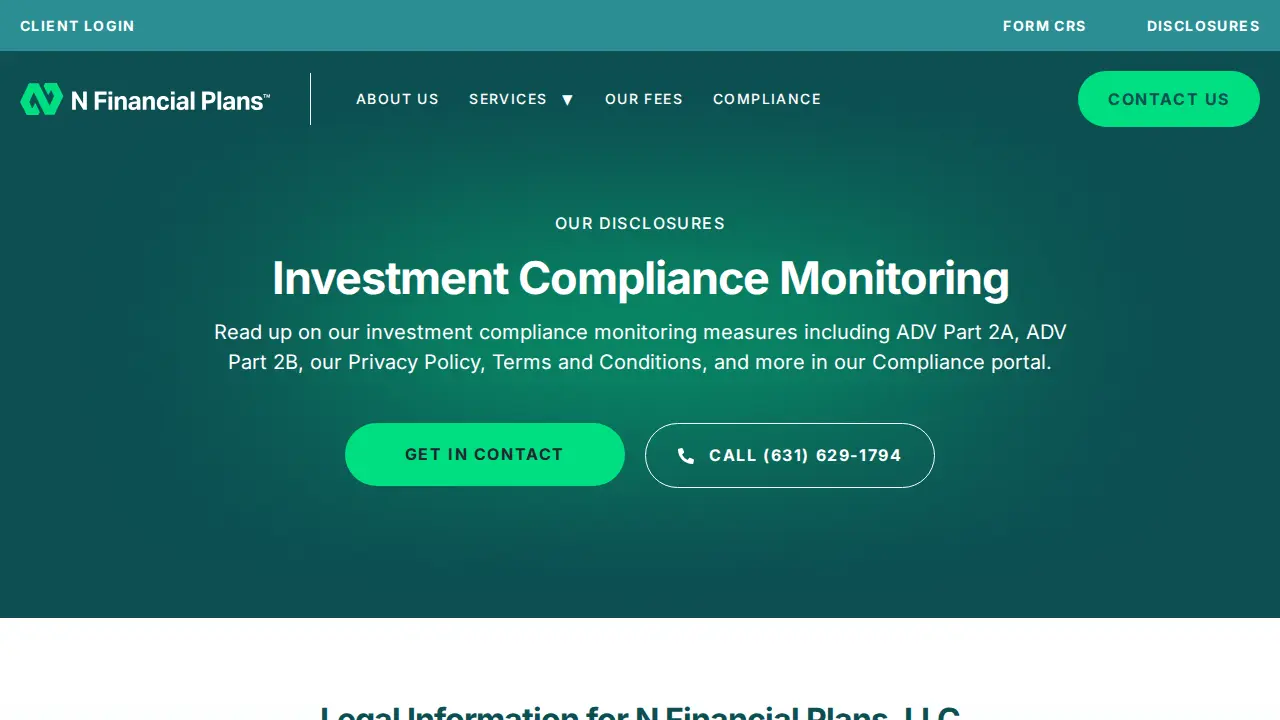 N Financial Plans page