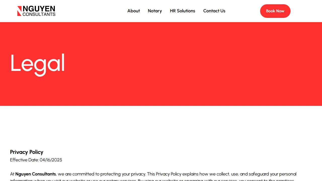 Nguyen Consultants - Notary & Business Solutions page