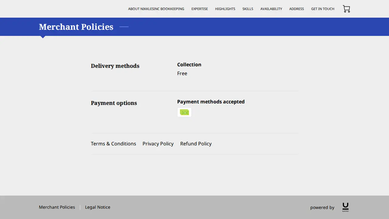 Nikklesinc Bookkeeping page