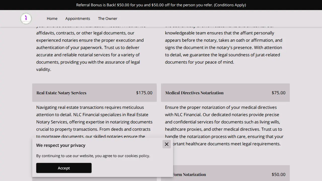 NLC Financial page