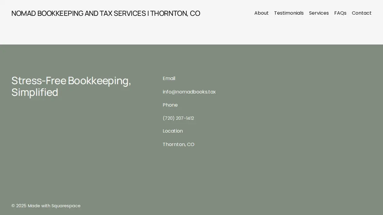 Nomad Bookkeeping and Tax Services page