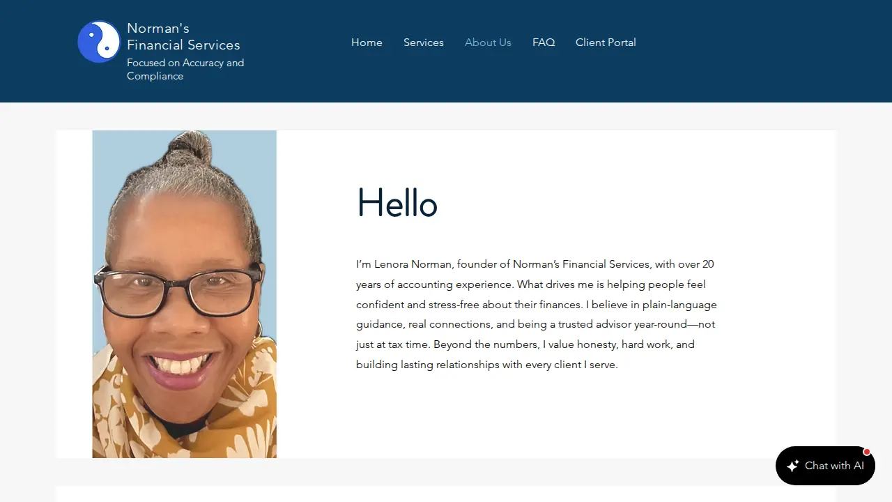 Norman's Financial Services page