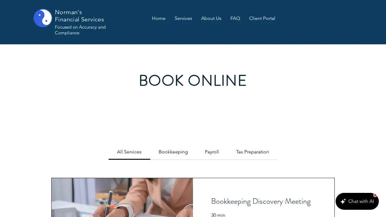 Norman's Financial Services page