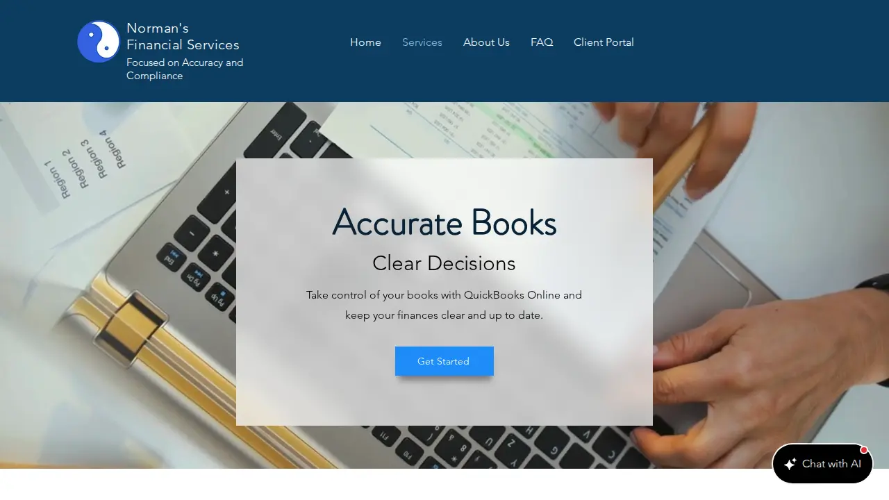 Norman's Financial Services page