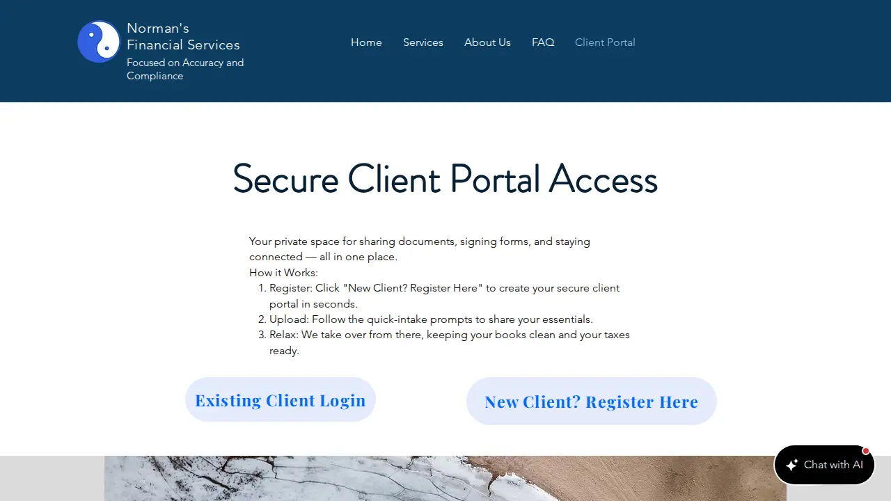 Norman's Financial Services page