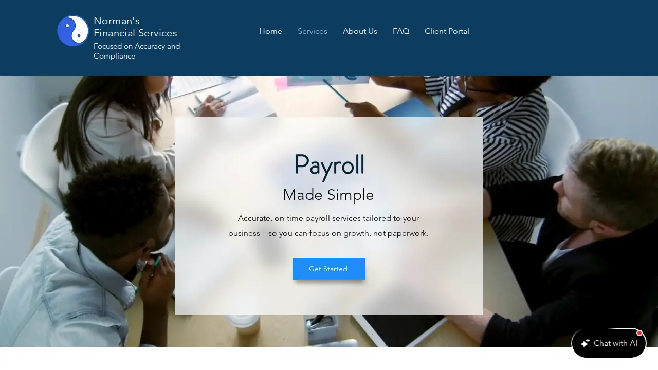Norman's Financial Services page