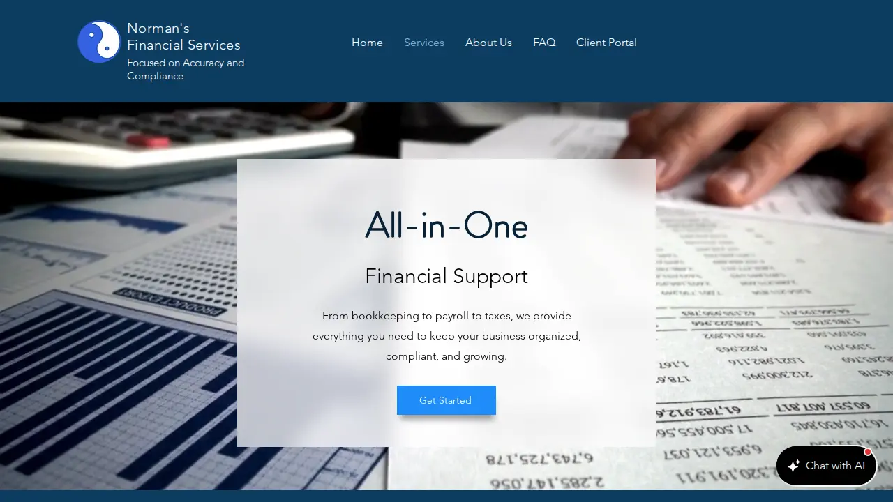 Norman's Financial Services page