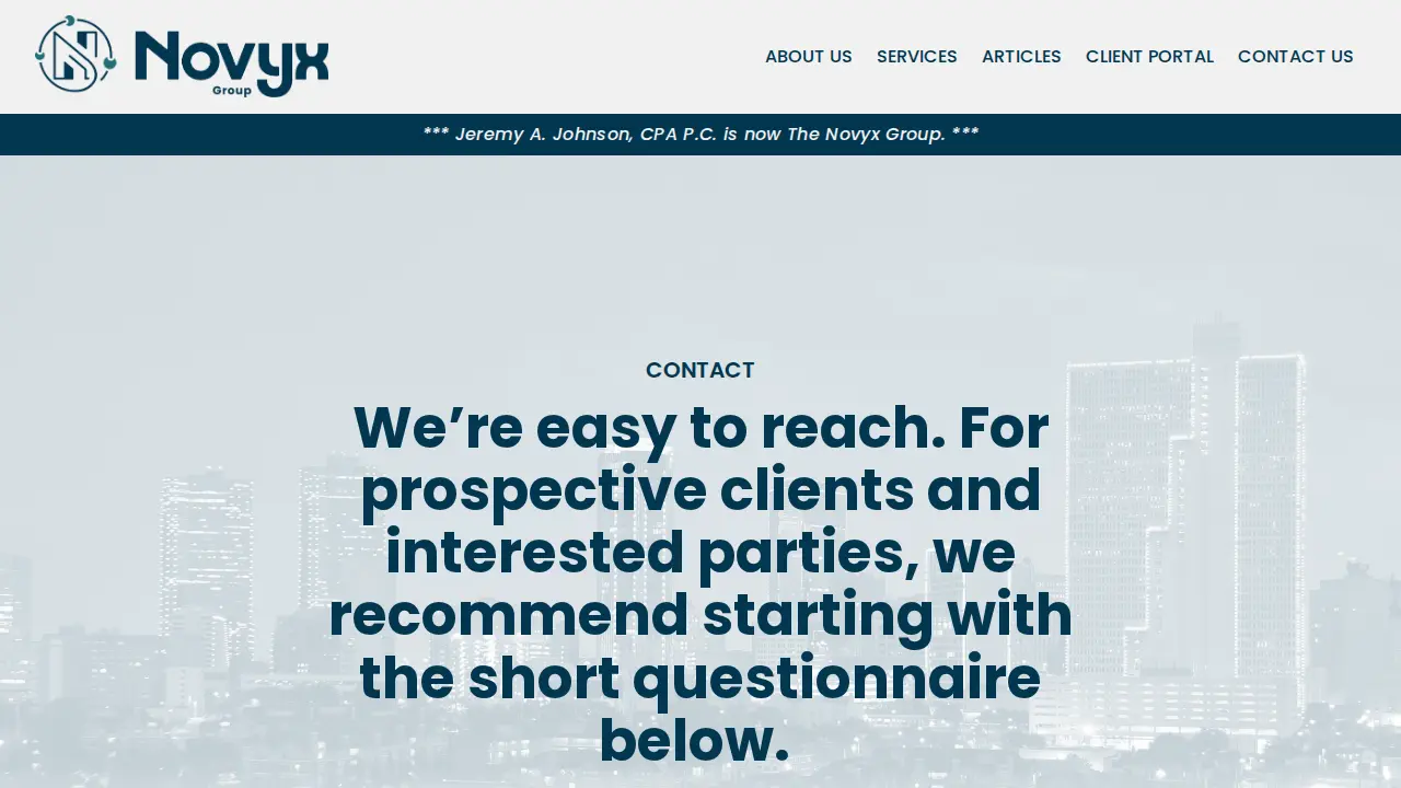 The Novyx Group page