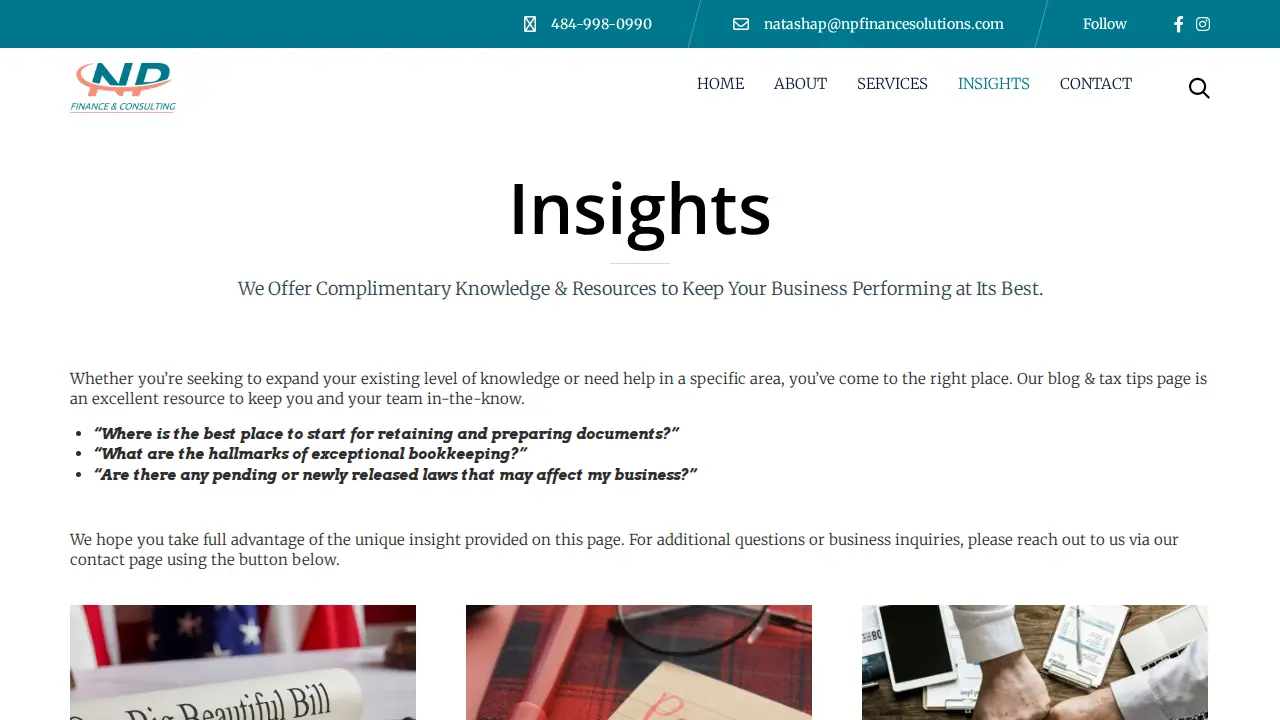 NP Finance & Consulting page