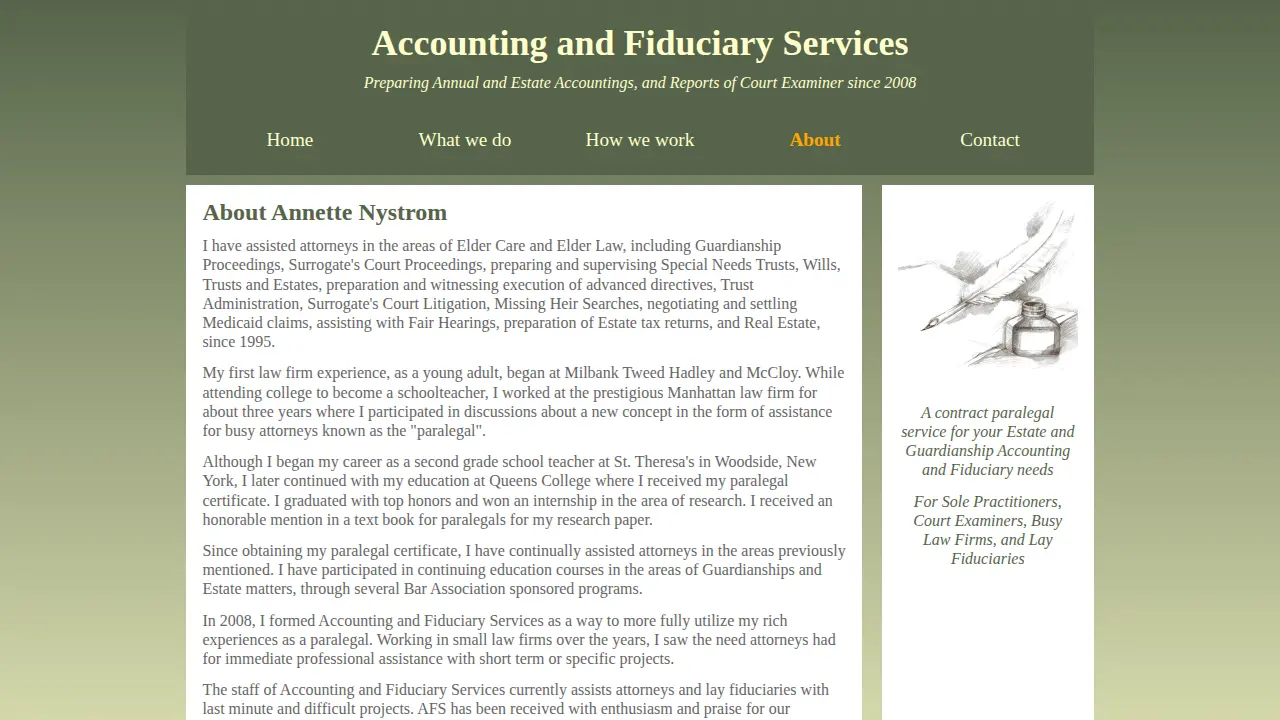 Accounting & Fiduciary Services page