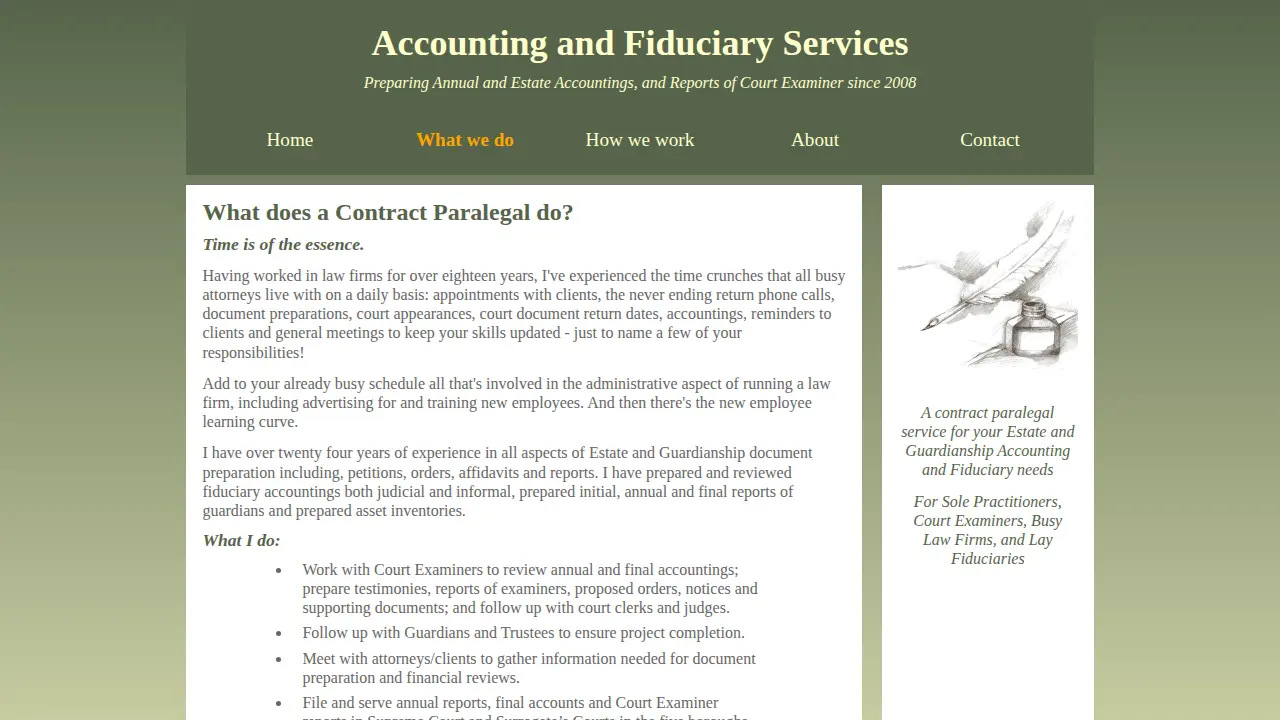 Accounting & Fiduciary Services page