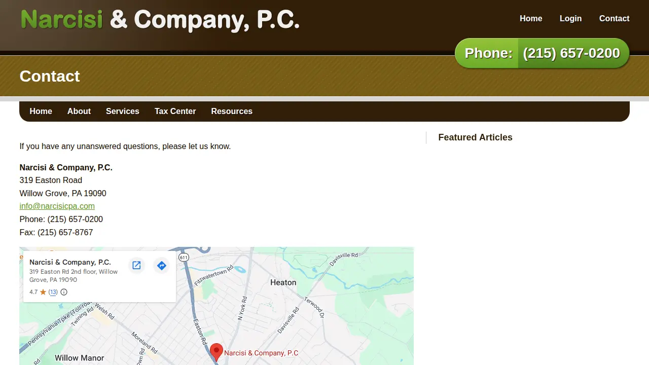 Narcisi & Company, P.C. page