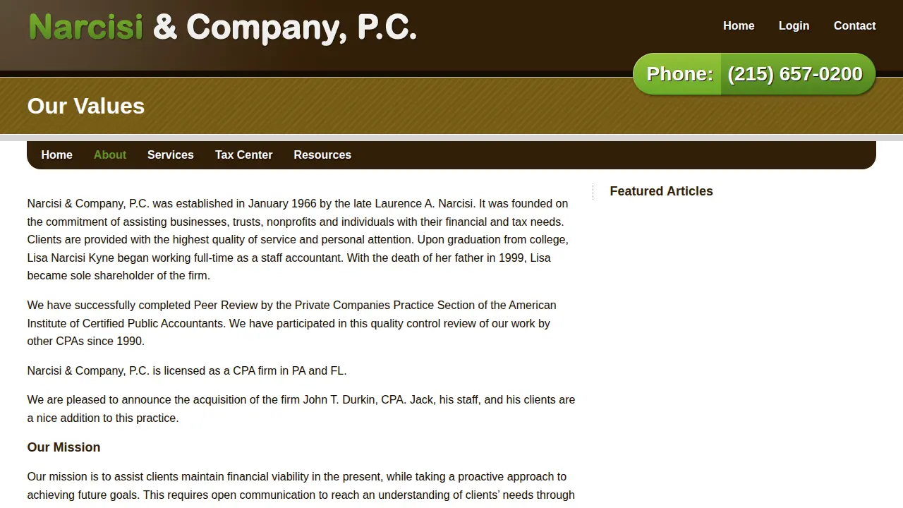 Narcisi & Company, P.C. page