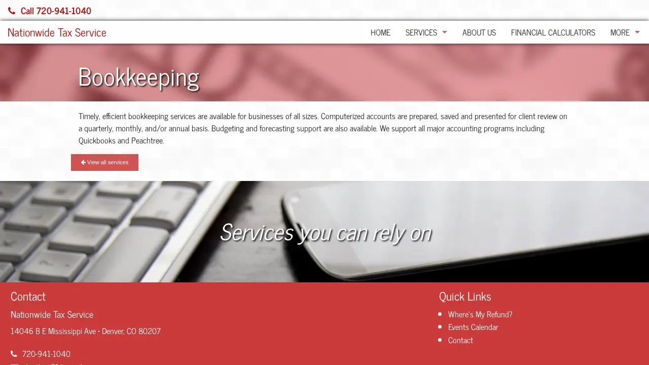 Nationwide Tax Service page
