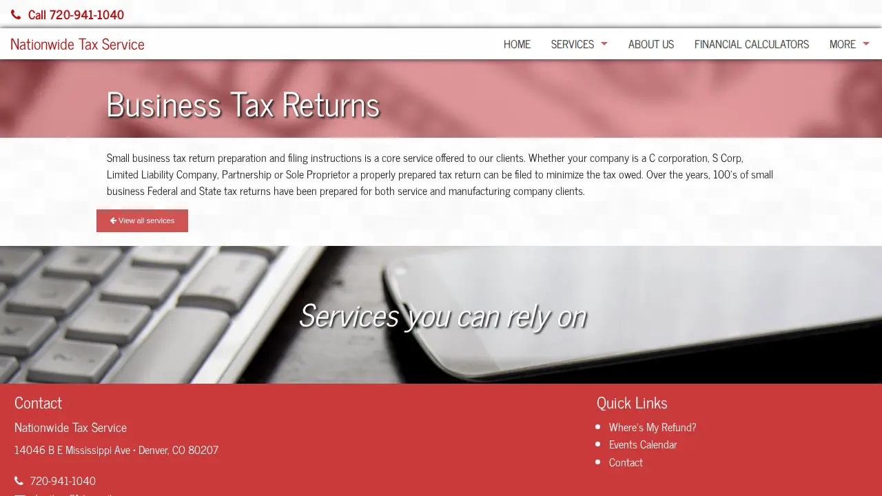 Nationwide Tax Service page