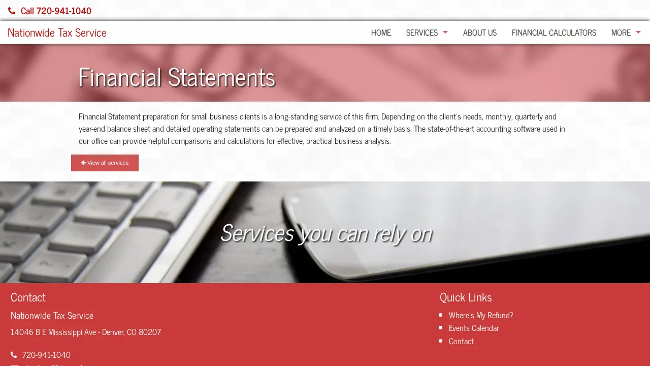 Nationwide Tax Service page