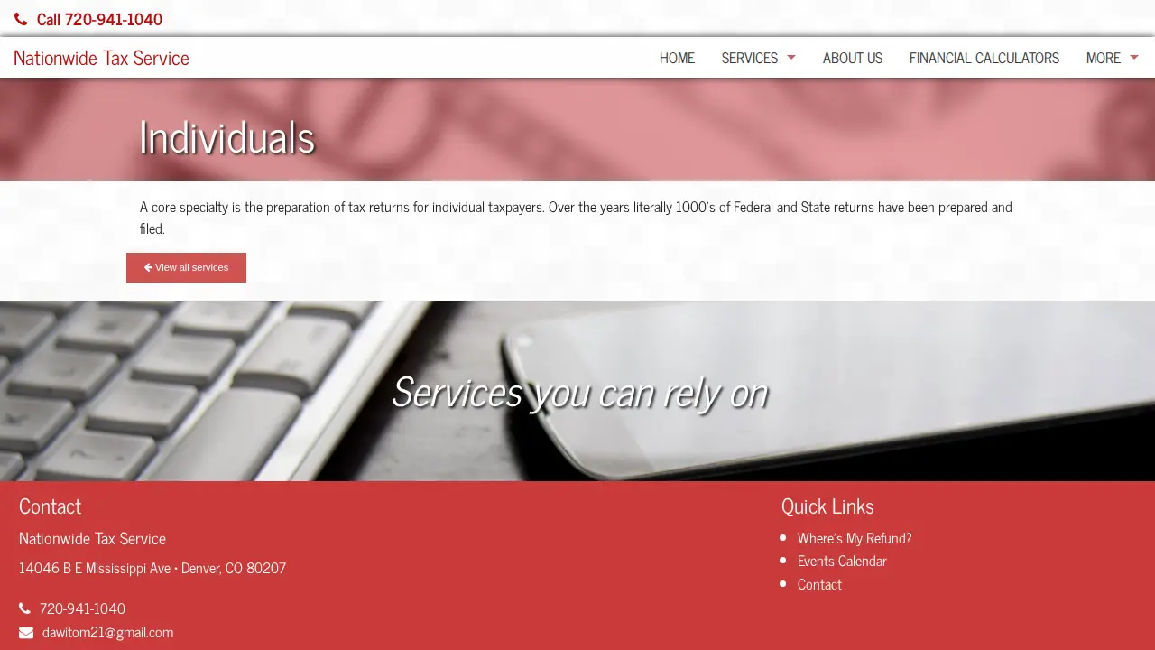 Nationwide Tax Service page