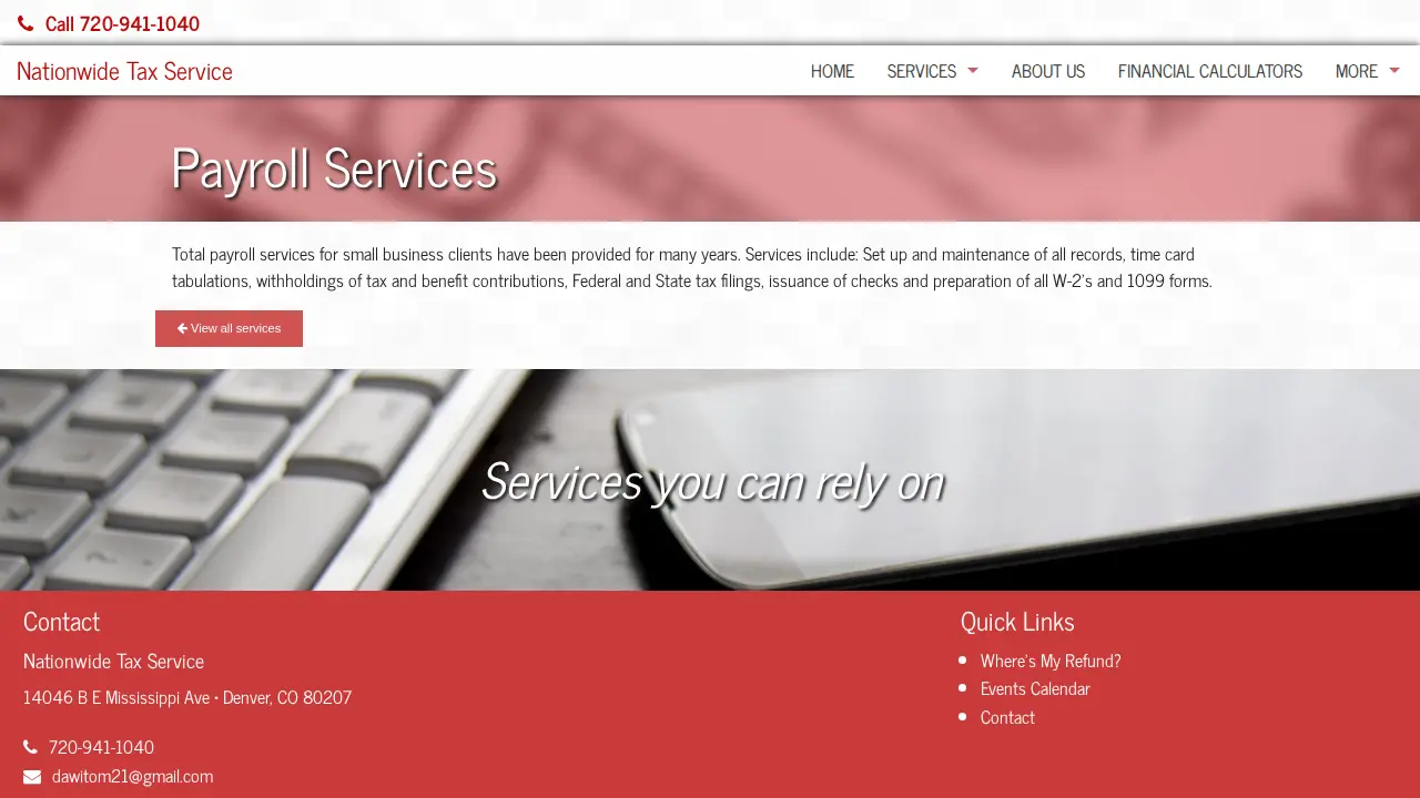 Nationwide Tax Service page