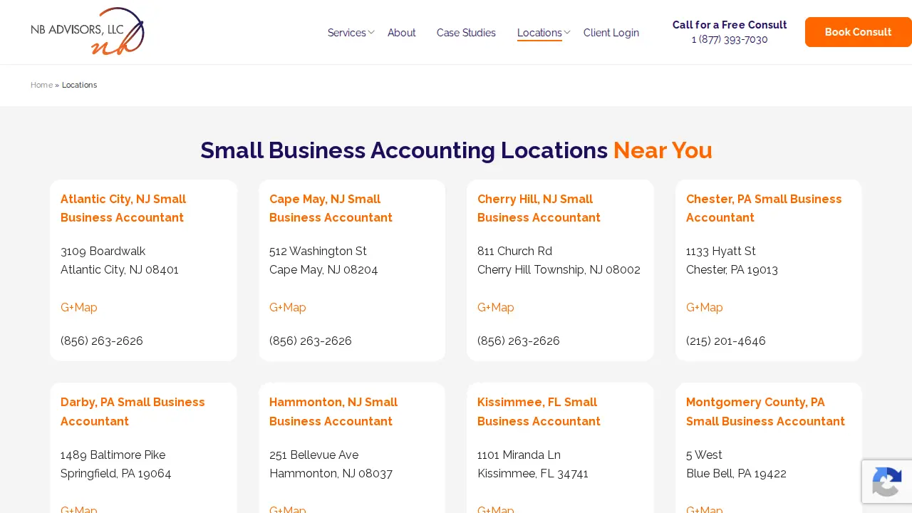 NB Advisors Small Business Accountant page