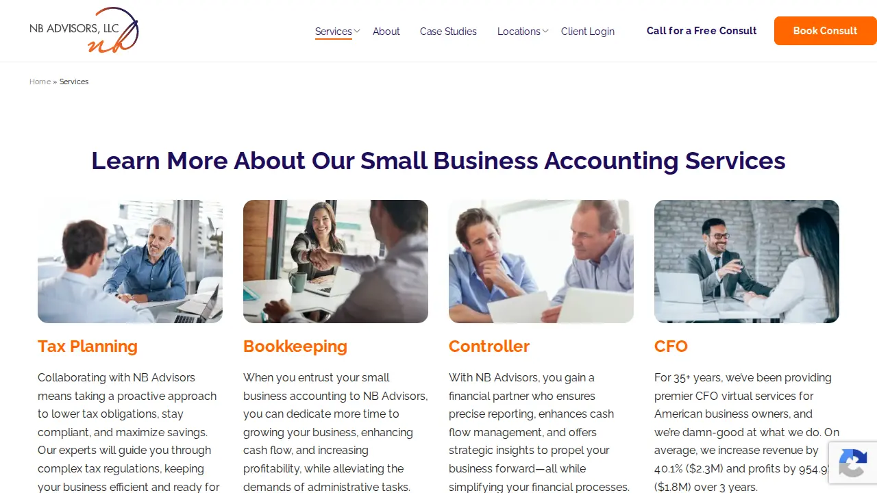 NB Advisors Small Business Accountant page
