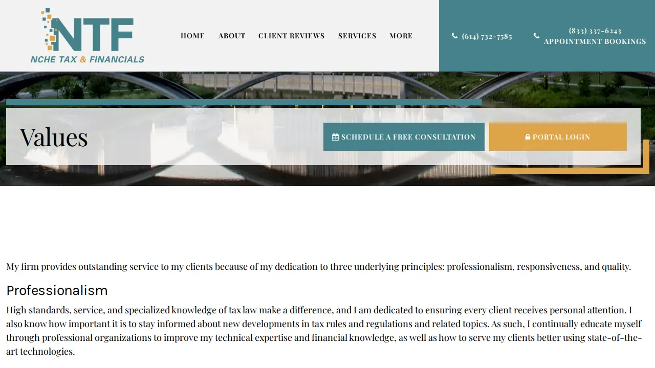 Nche Tax & Financials page