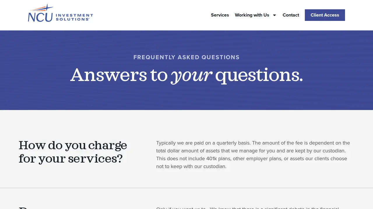 NCU Investment Solutions page