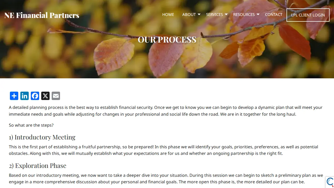 NE Financial Partners page