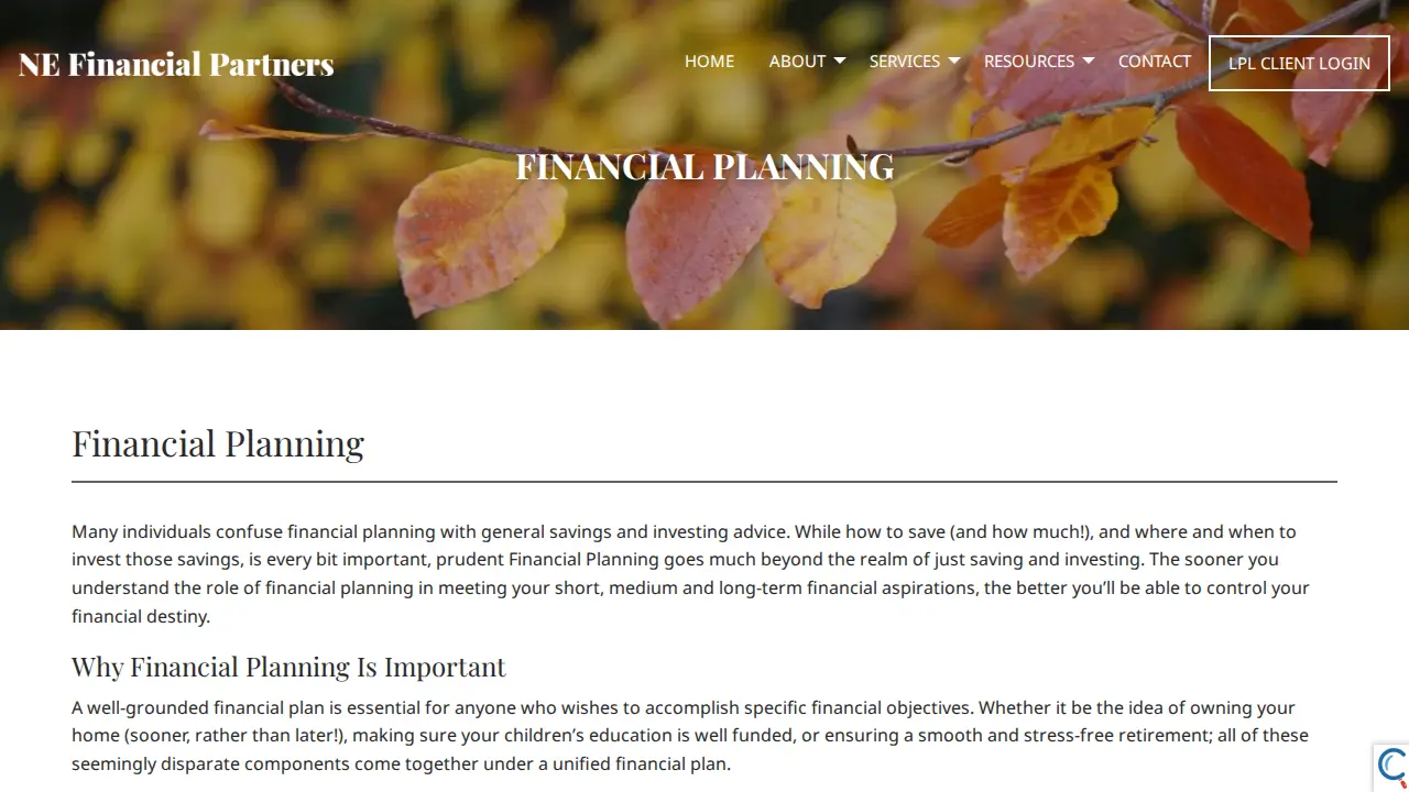 NE Financial Partners page