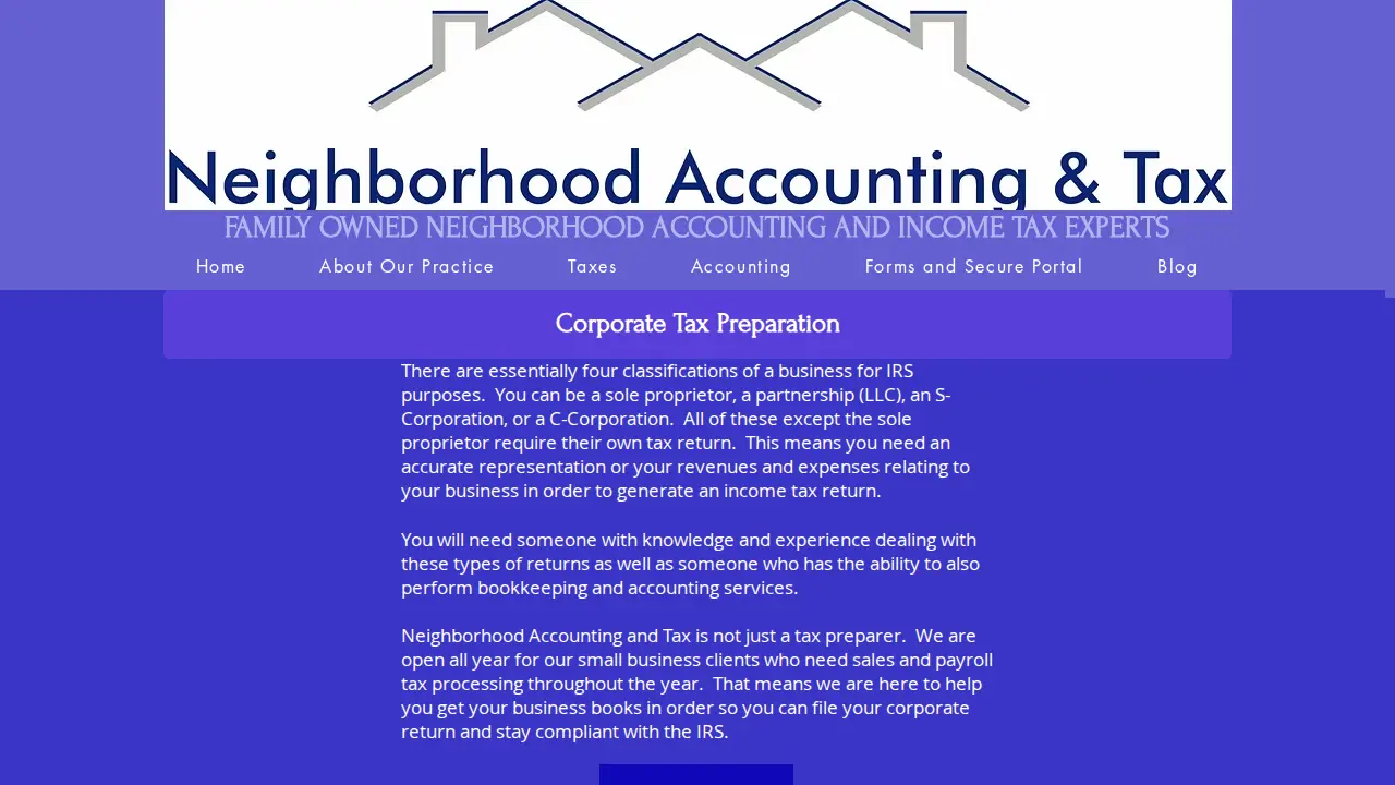 Neighborhood Accounting And Tax page
