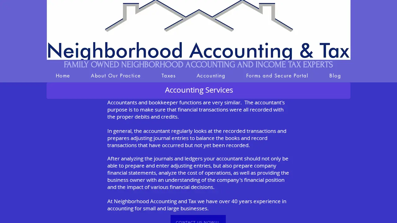 Neighborhood Accounting And Tax page