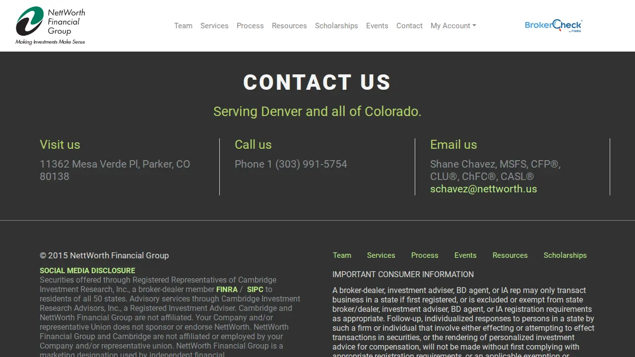 NettWorth Financial Group page