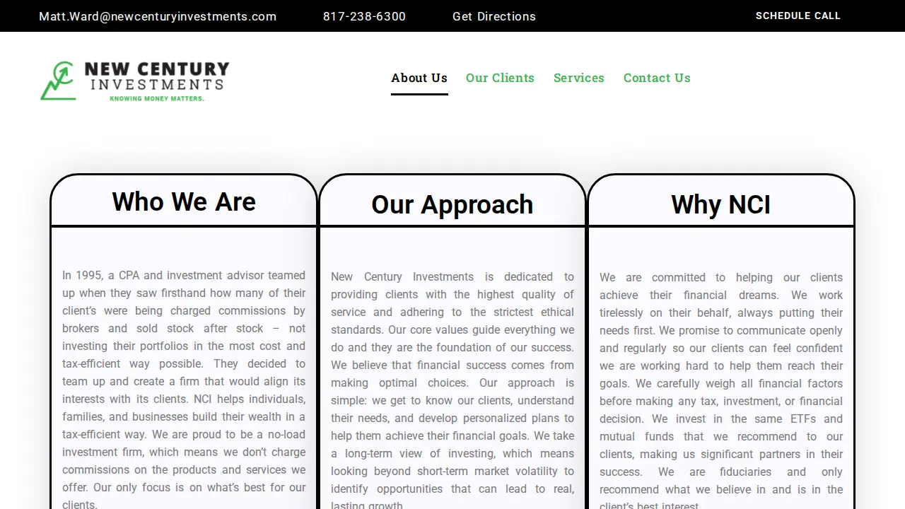 New Century Investments page
